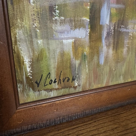 Painting Canvas Hand Painted Mountain Lake Signed J. Cochran Fine Art 25 X 33 - Picture 3 of 10